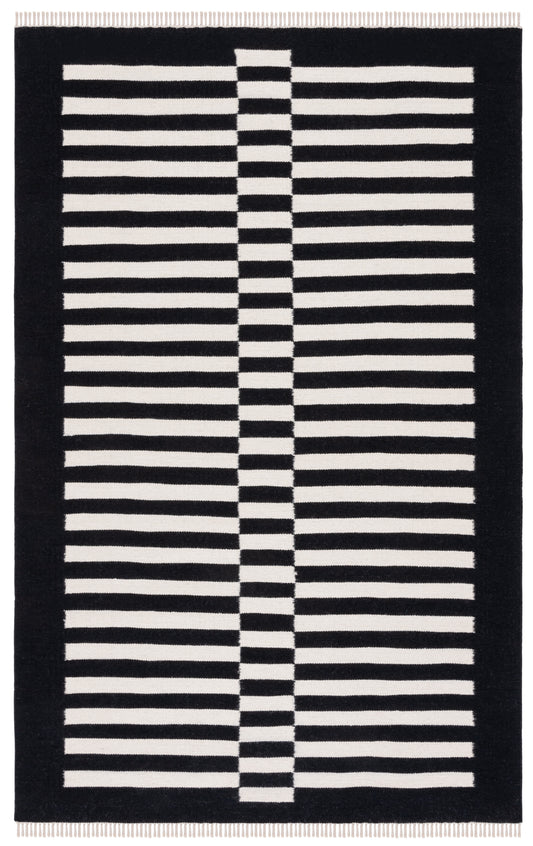 Safavieh Striped Kilim Stk805Z Black/Ivory Area Rug