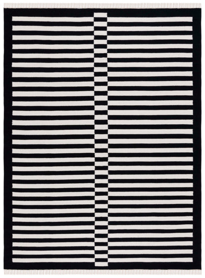 Safavieh Striped Kilim Stk805Z Black/Ivory Area Rug