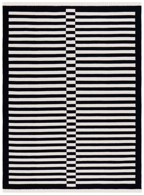 Safavieh Striped Kilim Stk805Z Black/Ivory Rug.