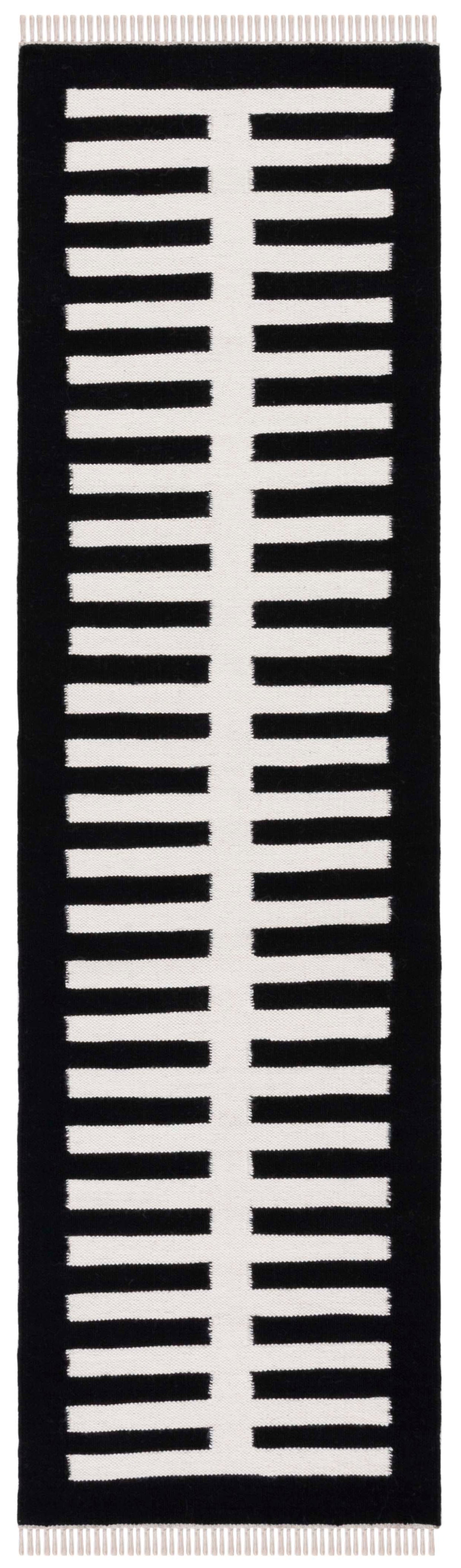 Safavieh Striped Kilim Stk806Z Ivory/Black Rug.