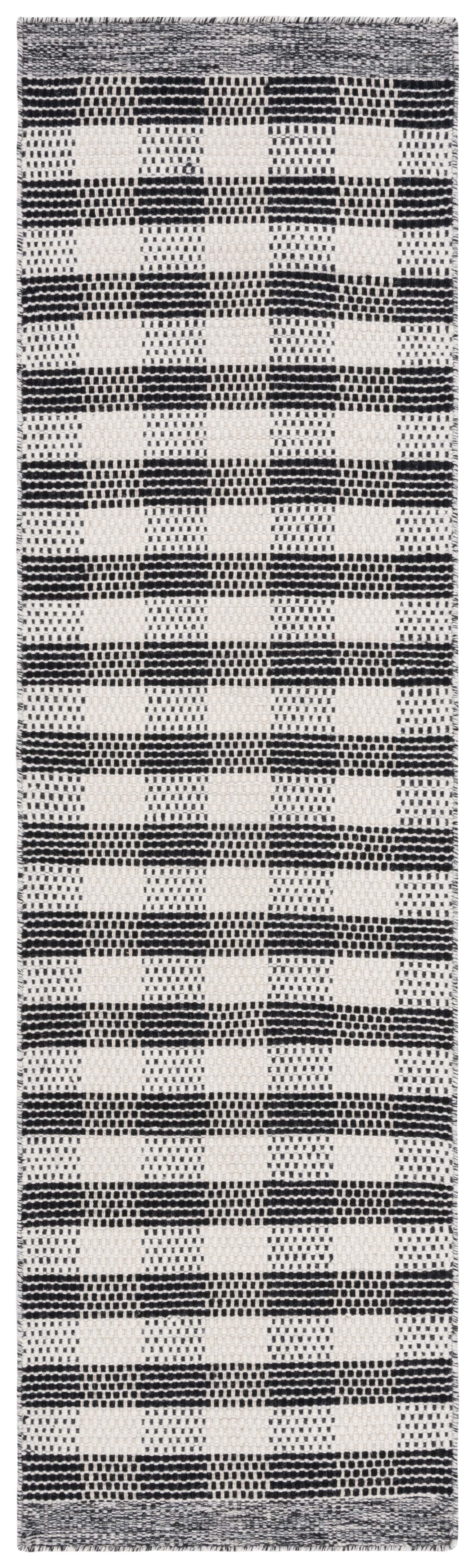 Safavieh Striped Kilim Stk807Z Black/Ivory Area Rug