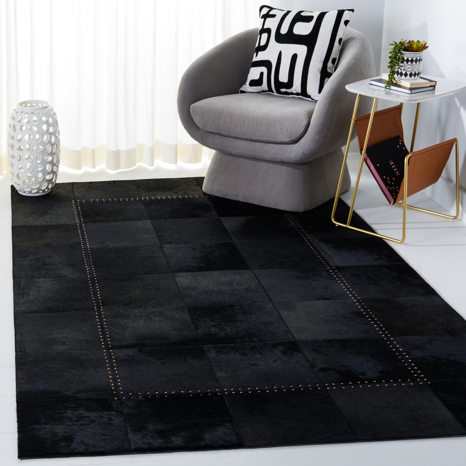 Safavieh Studio Leather Stl822Z Black Area Rug