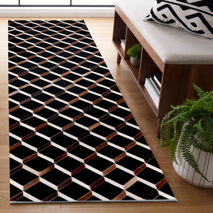 Safavieh Studio Leather Stl901Z Black/Brown Area Rug