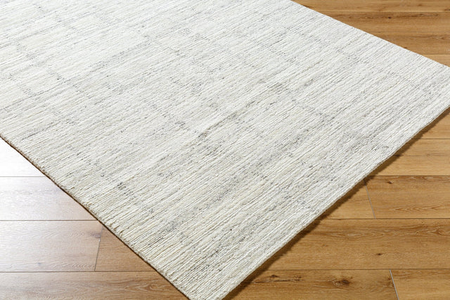 Surya Moab handmade rug, light gray speckled texture with subtle border, rectangle