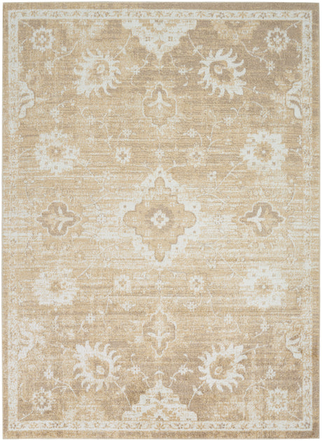 Nourison Astra Machine Washable ASW19 Machine Made Ivory, Gold Rug