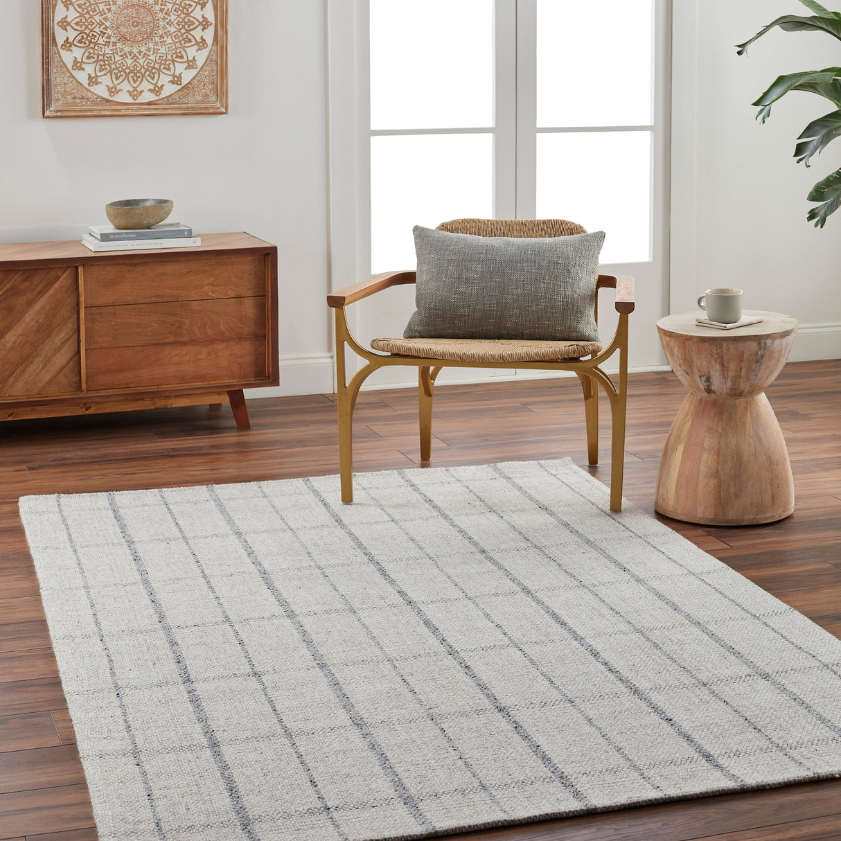 Surya Tartan Tar-2304 Oatmeal, Slate Rug.