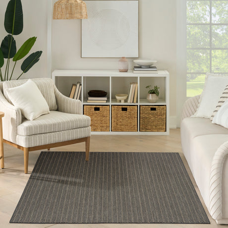 Nourison Horizon Indoor/Outdoor HOZ02 Charcoal Contemporary Area Rugs