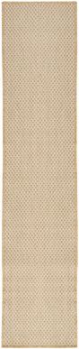 Natural lattice runner rug with tan border, long rectangular shape