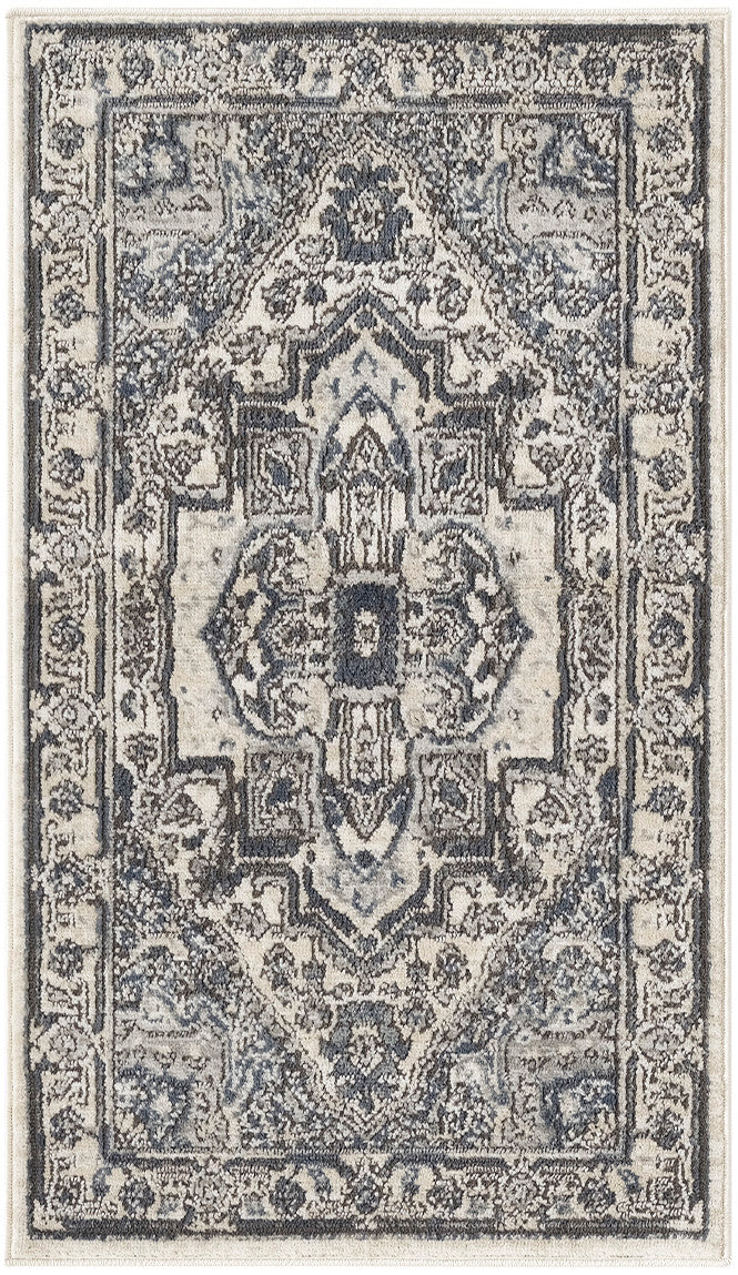 Nourison Quarry QUA18 Machine Made Ivory, Navy Rug