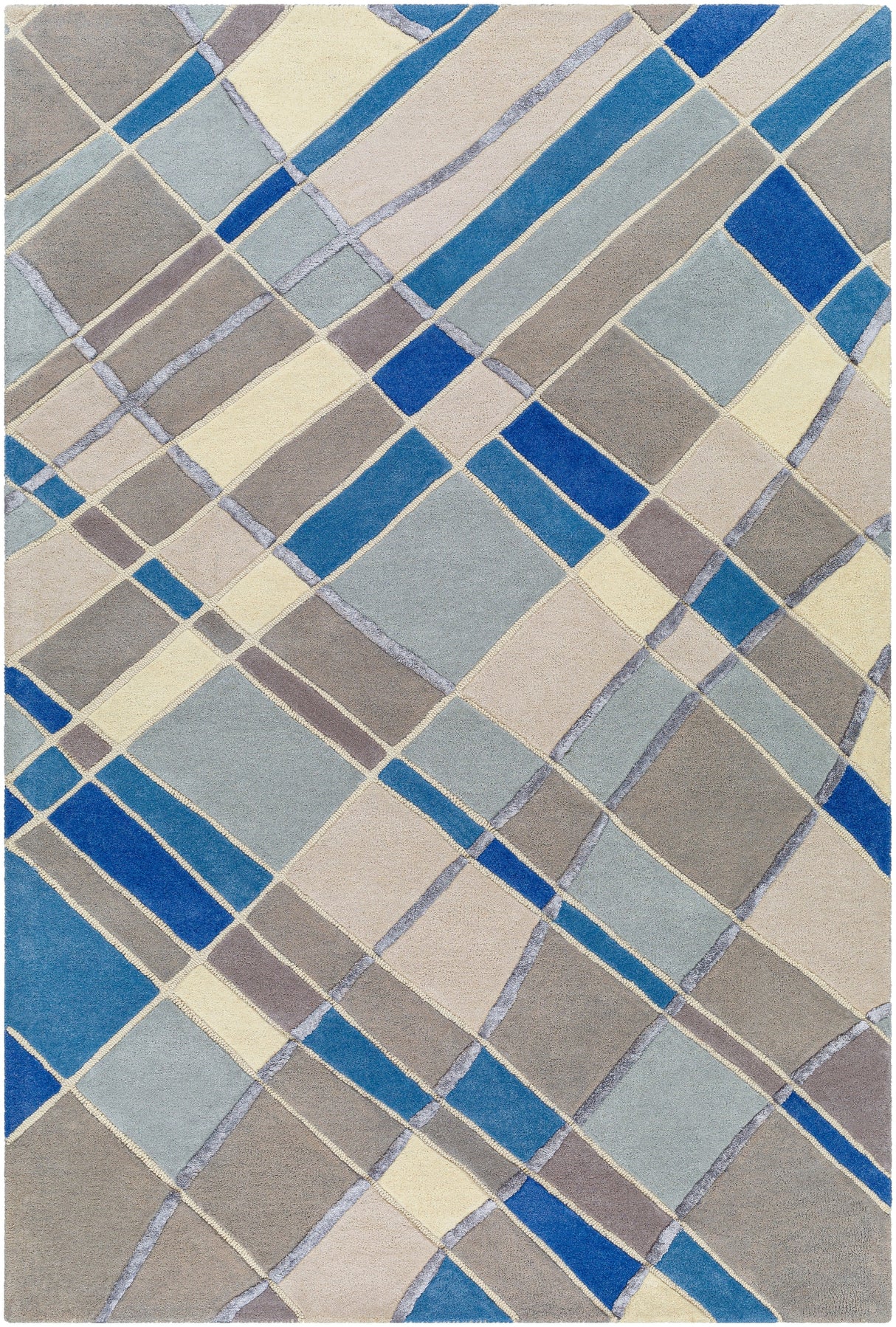 Surya Tallinn Tnl-2300 Brown, Ivory, Gray, Slate, Dark Blue, Blue Rug.