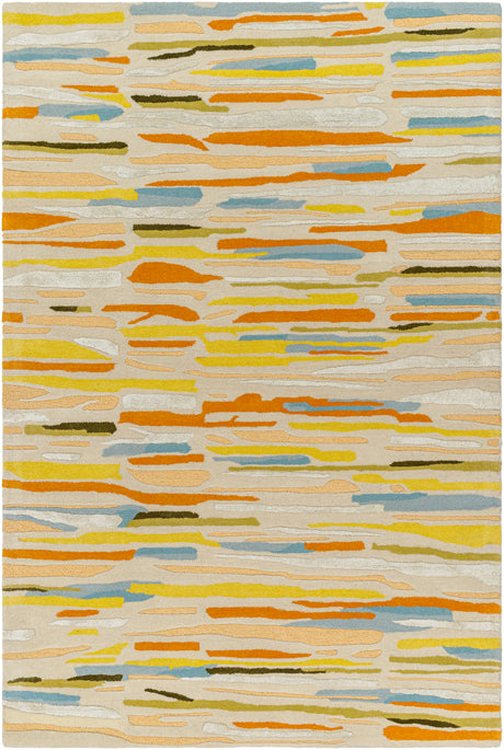 Surya Tallinn Tnl-2303 Light Beige, Pale Blue, Aqua, Burnt Orange, Grass Green, Beige Rug.