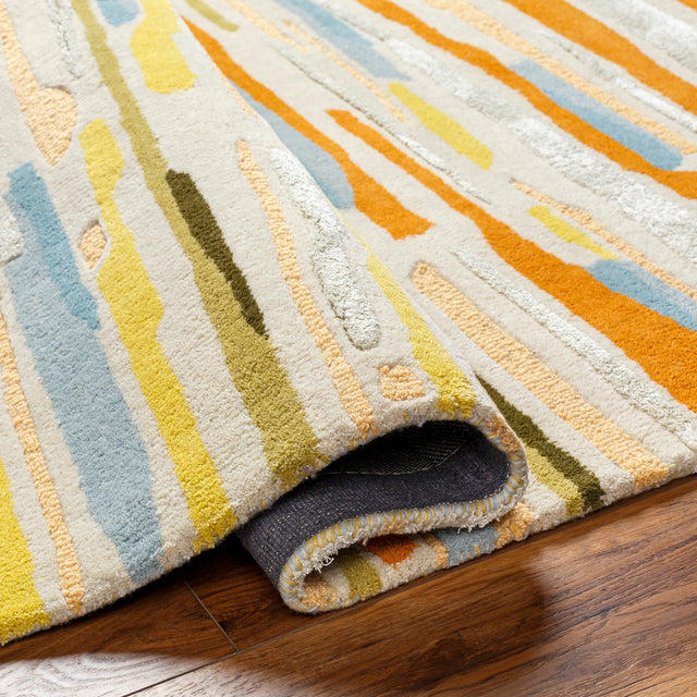 Surya Tallinn Tnl-2303 Light Beige, Pale Blue, Aqua, Burnt Orange, Grass Green, Beige Rug.