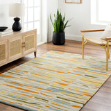 Surya Tallinn Tnl-2303 Light Beige, Pale Blue, Aqua, Burnt Orange, Grass Green, Beige Rug.