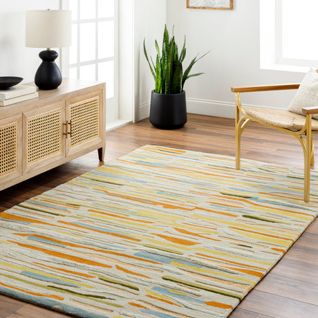 Surya Tallinn Tnl-2303 Light Beige, Pale Blue, Aqua, Burnt Orange, Grass Green, Beige Rug.
