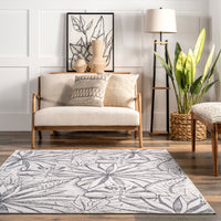 Nuloom Emilia Tropical Nhsd07A Navy And Gray Area Rug