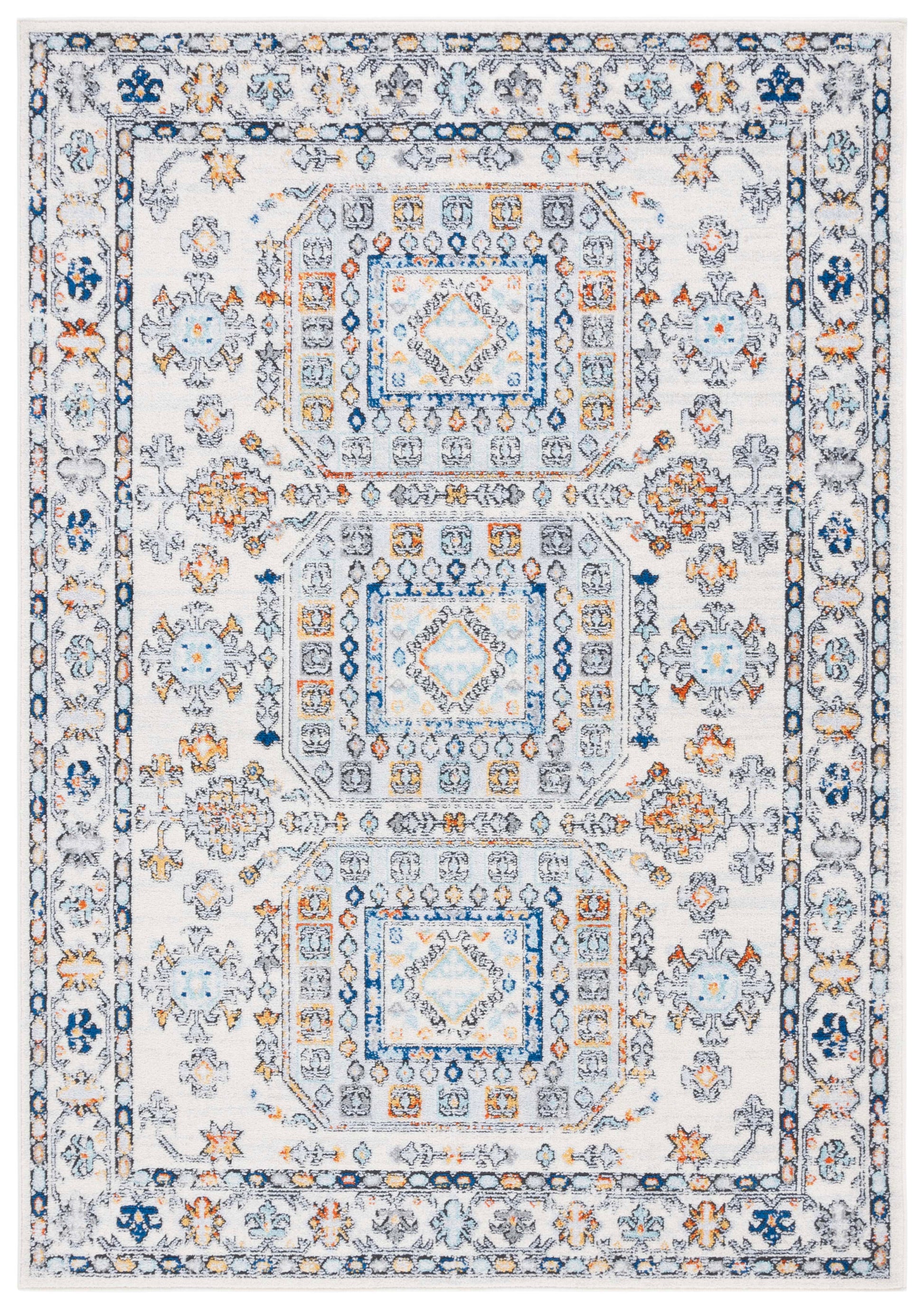 Safavieh Tulum Tul660A Ivory Grey/Blue Rust Area Rug