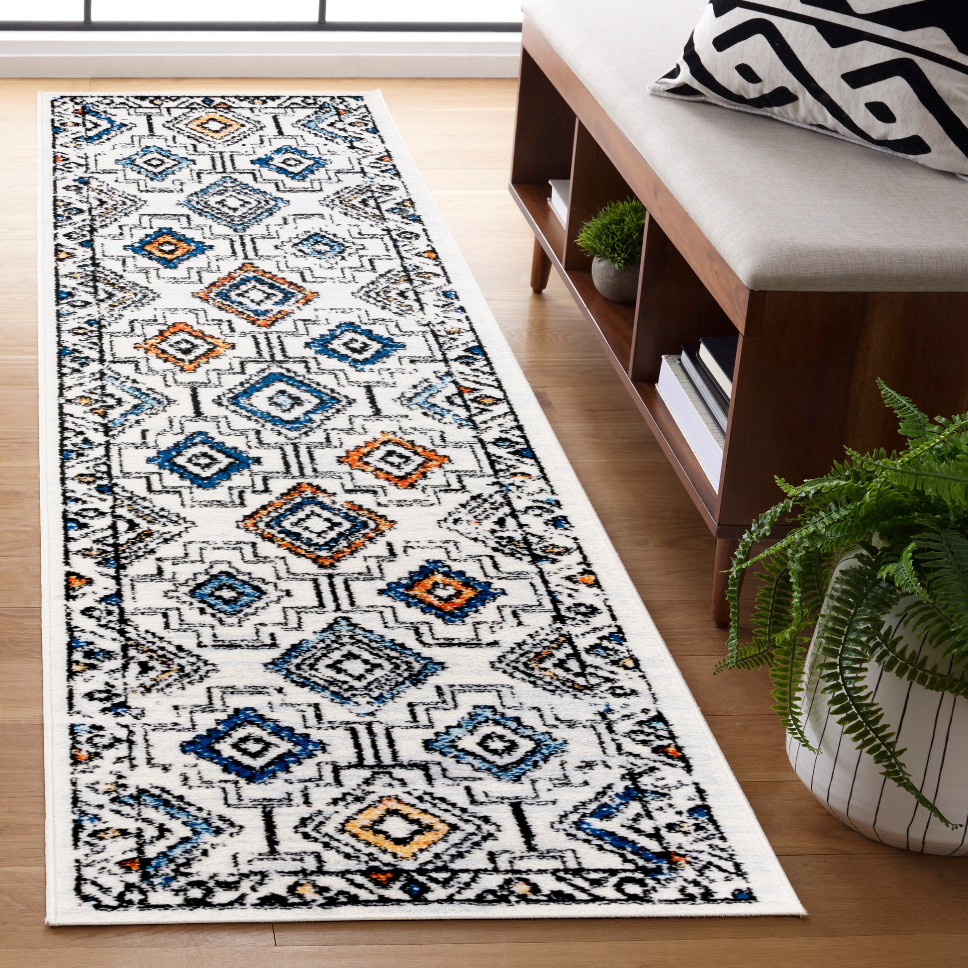 Safavieh Tulum Tul662A Ivory Grey/Blue Rust Area Rug