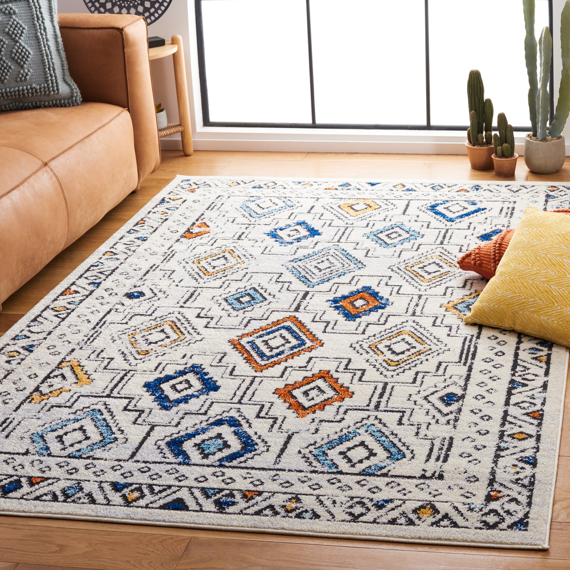 Safavieh Tulum Tul662A Ivory Grey/Blue Rust Area Rug