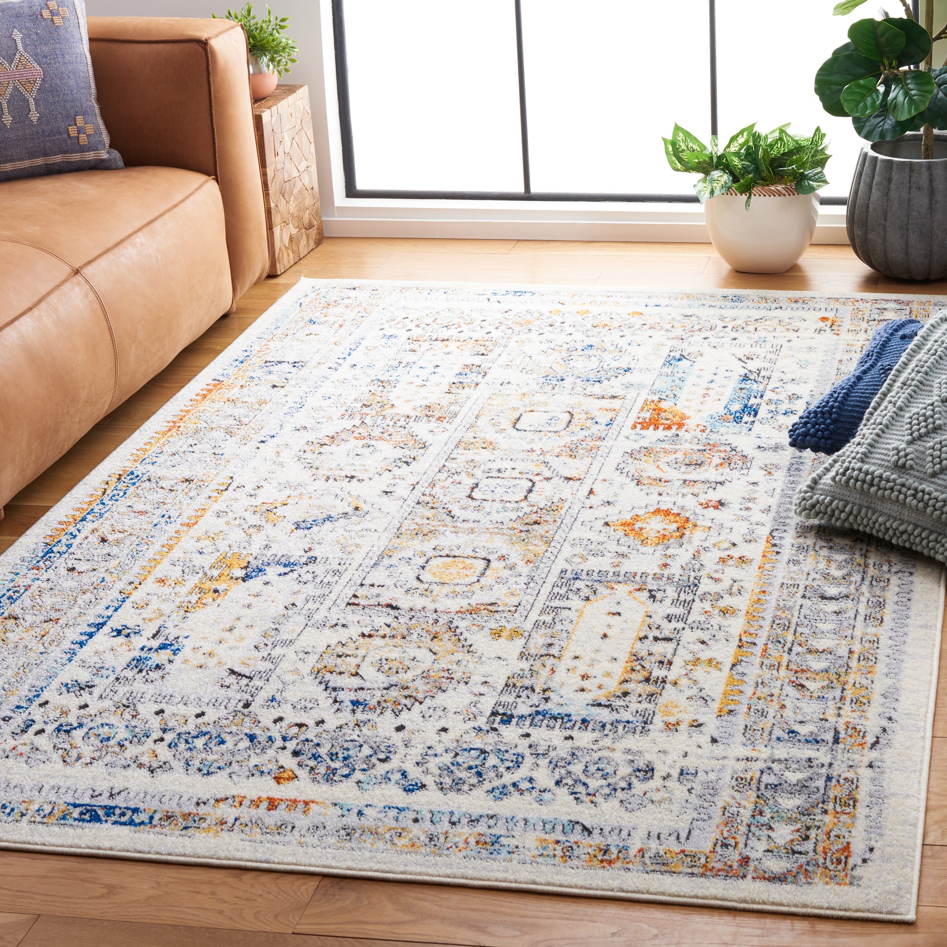 Safavieh Tulum Tul667A Ivory Grey/Blue Rust Area Rug