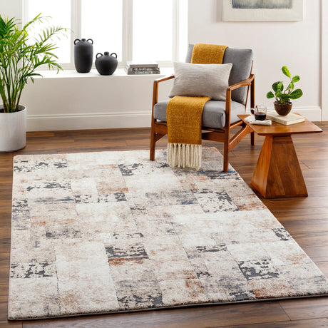 Surya Tuscany Tus-2342 Ivory, Black, Charcoal, Tan, Camel Rug.