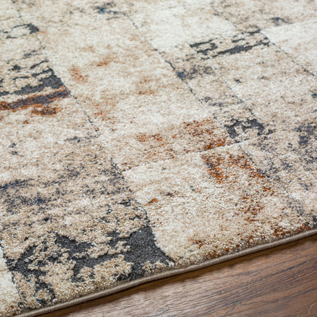 Surya Tuscany Tus-2342 Ivory, Black, Charcoal, Tan, Camel Rug.