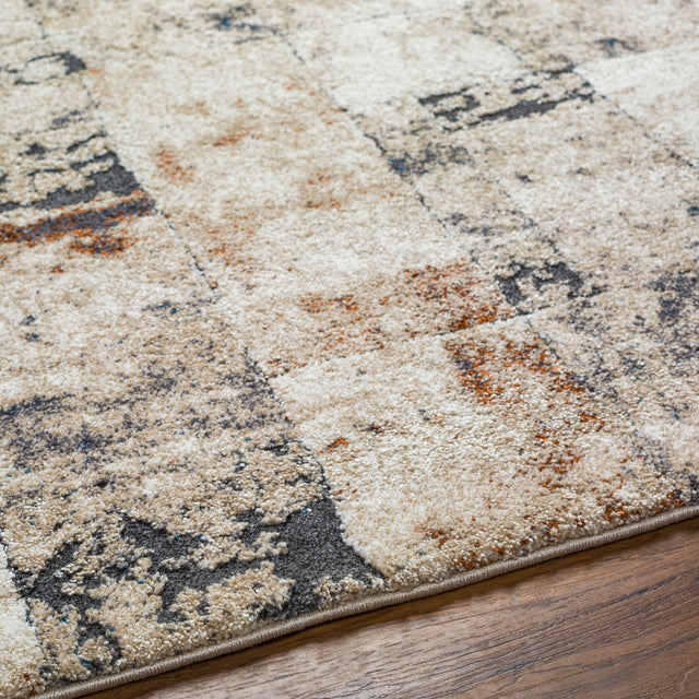 Surya Tuscany Tus-2342 Ivory, Black, Charcoal, Tan, Camel Rug.