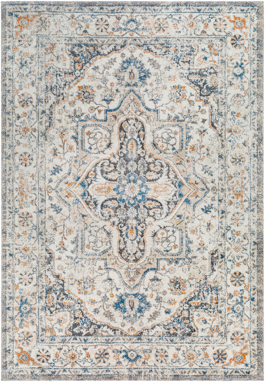 Surya Tuscany Tus-2343 Ivory, Black, Charcoal, Blue, Tan Area Rug