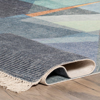 Nuloom Elea Geometric Tasseled Svbr05A Blue Area Rug