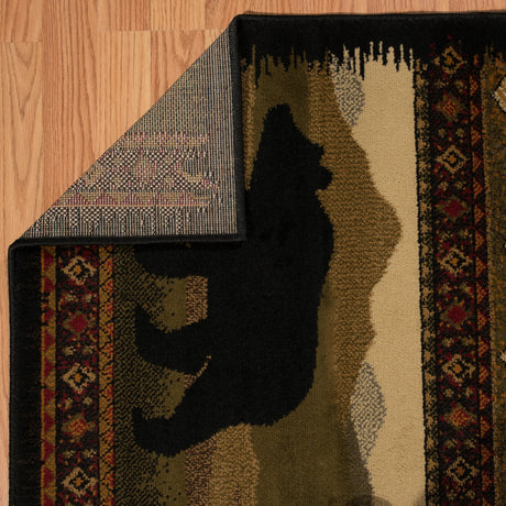 United Weavers Affinity Black Bears Lodge Rug - backing detail