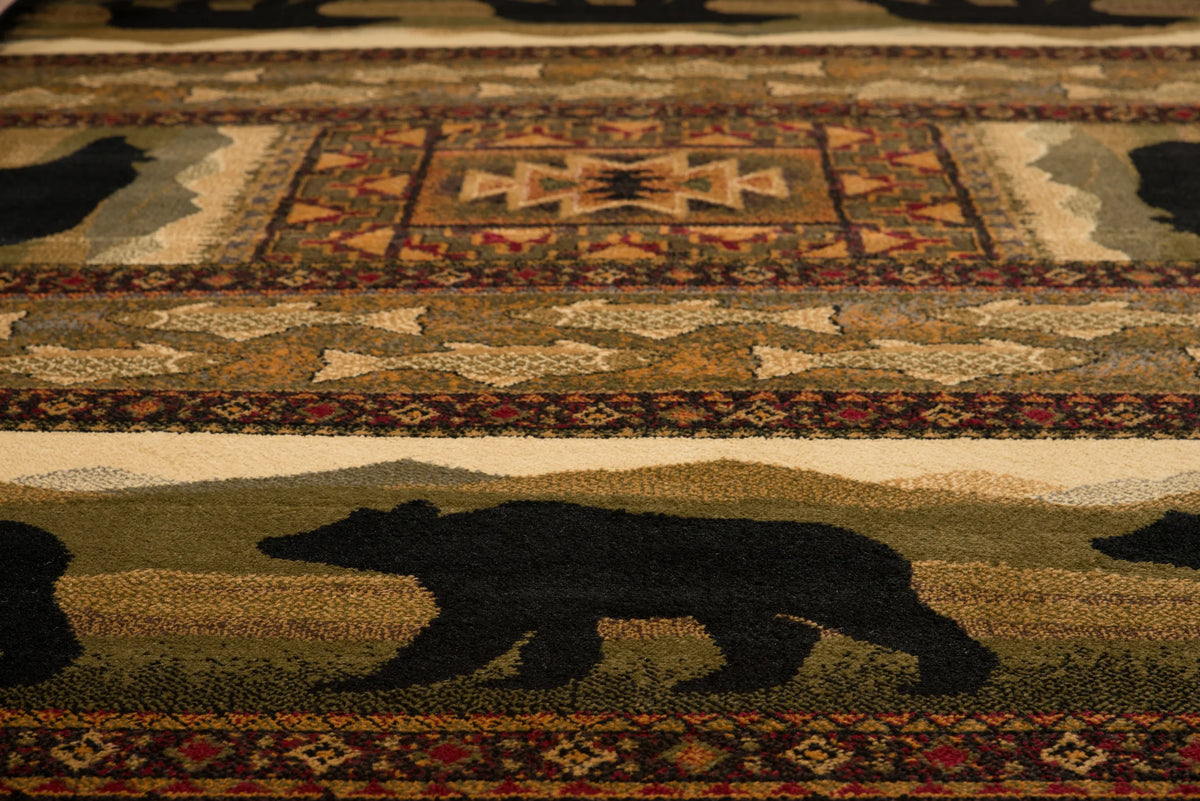 United Weavers Affinity Black Bears Lodge Rug - close-up detail