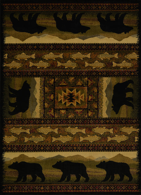 United Weavers Affinity Black Bears Lodge Rug - runner front view