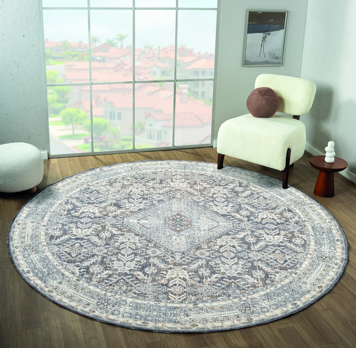 United Weavers Armada Austro Grey Rug - round room scene