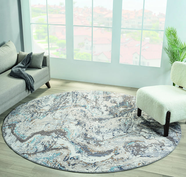United Weavers Armada Blessed Blue Rug - round room scene