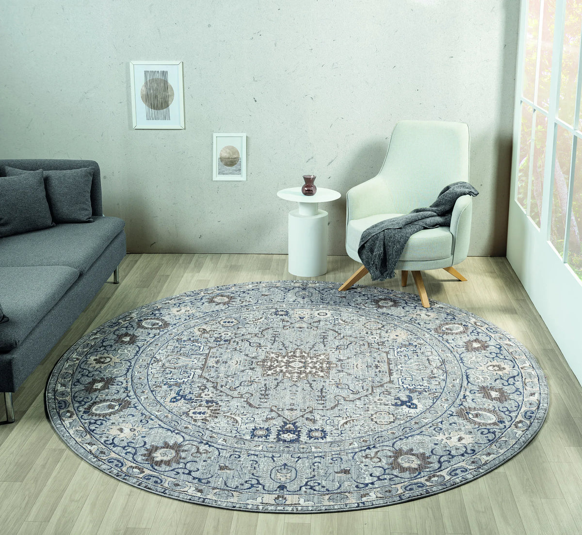 United Weavers Armada Clermont Blue Rug - round room scene