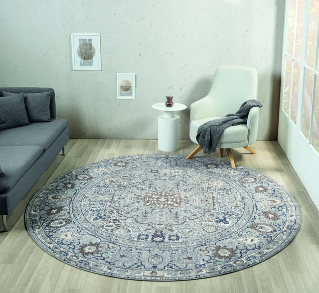 United Weavers Armada Clermont Blue Rug - round room scene