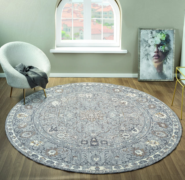 United Weavers Armada Clermont Grey Rug - round room scene