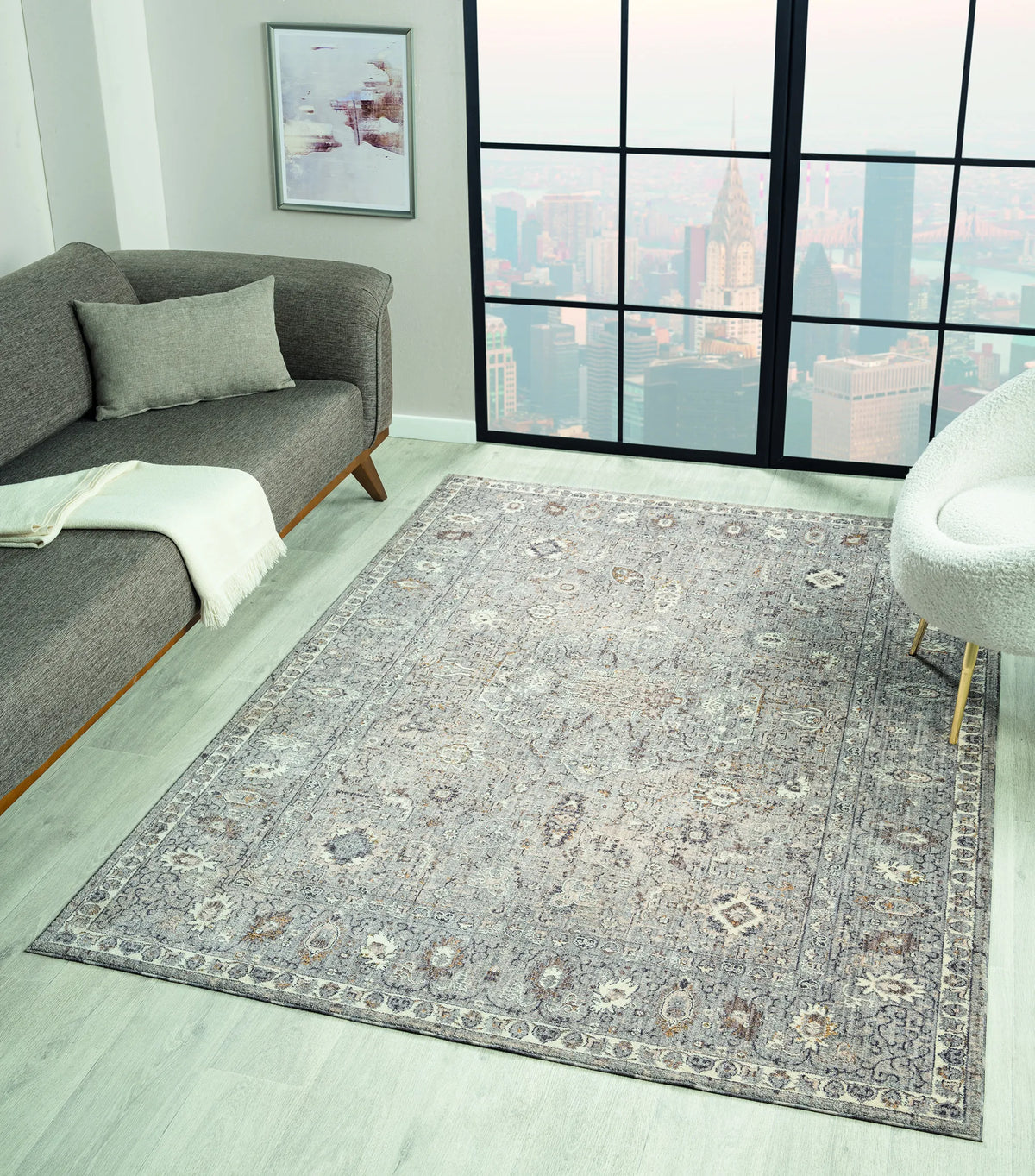 United Weavers Armada Clermont Grey Rug - room scene