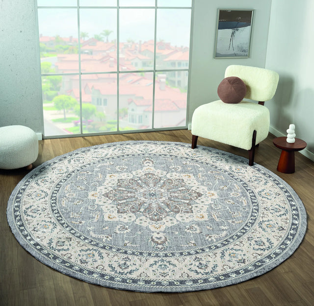 United Weavers Armada Enterprise Grey Rug - round room scene