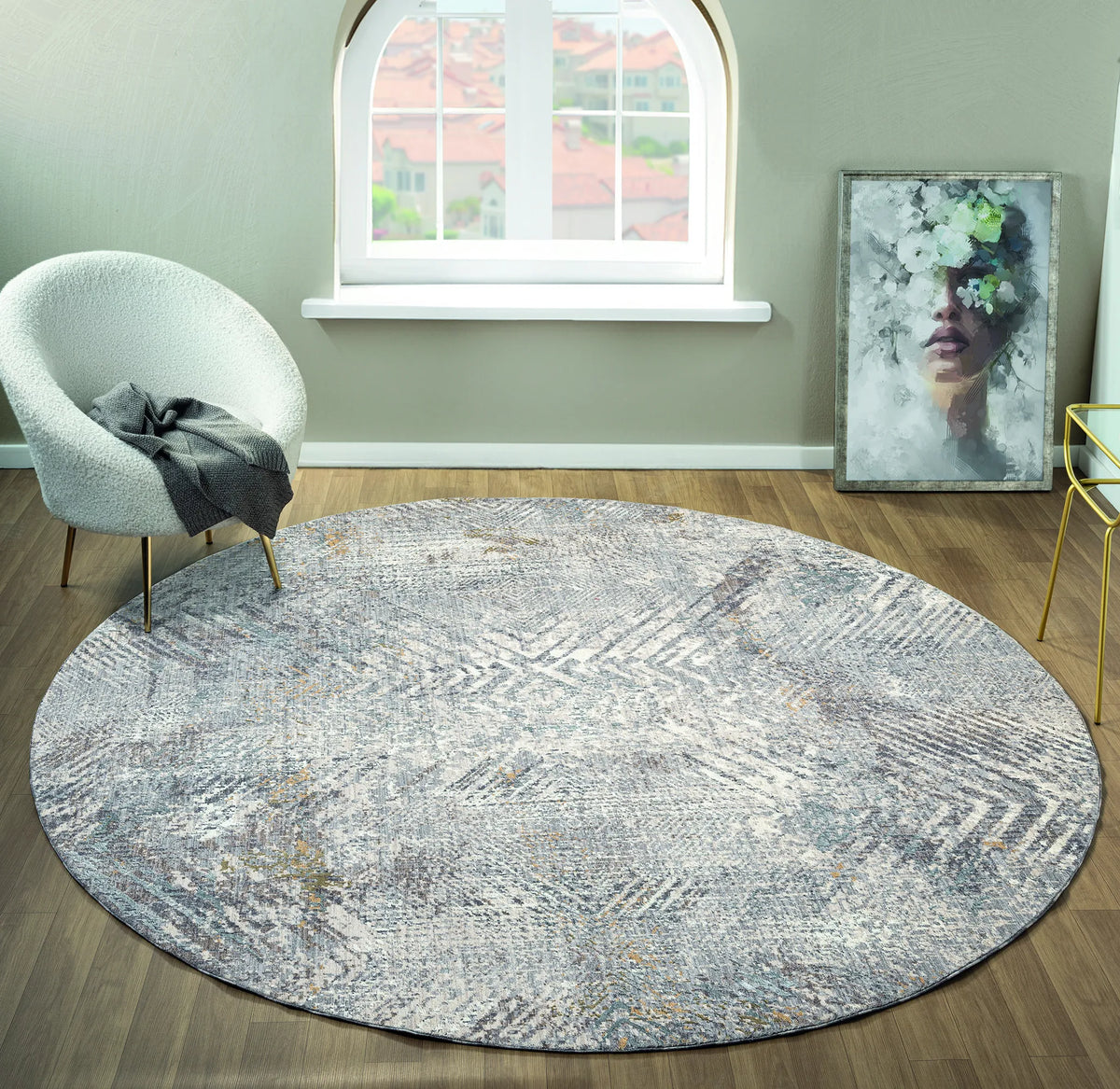 United Weavers Armada Fulton Grey Rug - round room scene