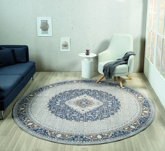 United Weavers Armada Sirius Blue Rug - round room scene