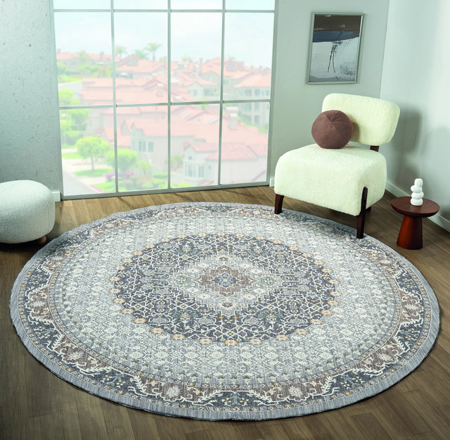 United Weavers Armada Sirius Grey Rug - round room scene