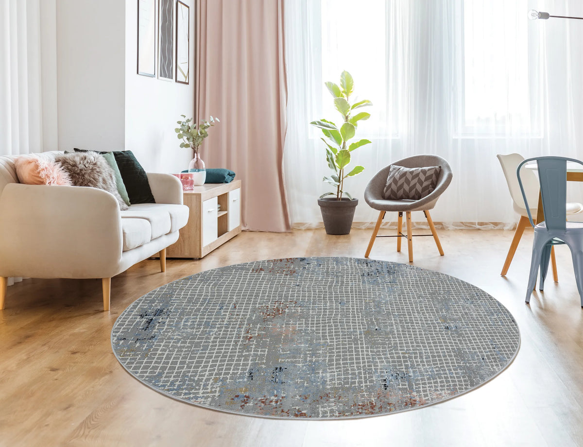 United Weavers Austin Devine Rust Rug - round room scene