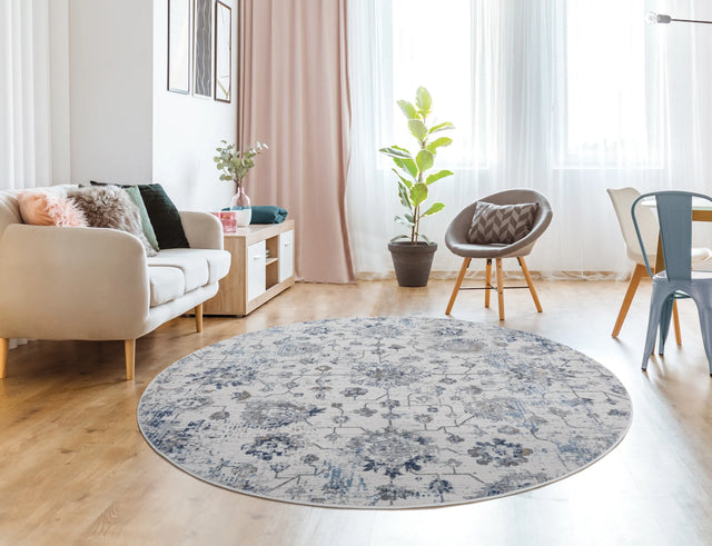 United Weavers Austin Heirloom Blue Rug - round room scene