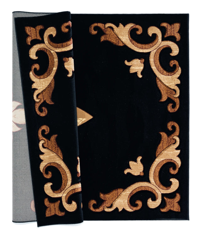 United Weavers Bristol Barnsley Black Rug - backing detail