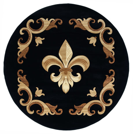 United Weavers Bristol Barnsley Black Rug - round front view