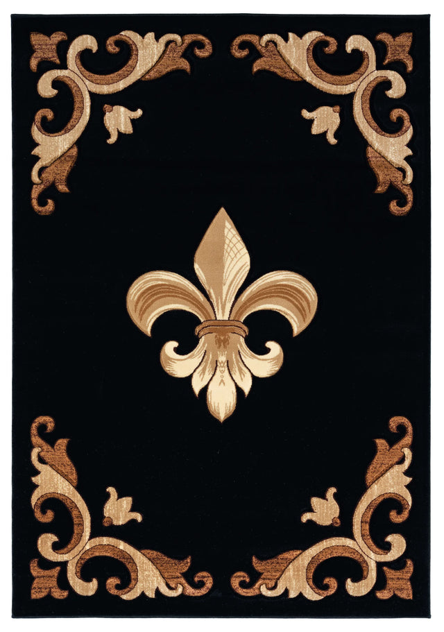 United Weavers Bristol Barnsley Black Rug - front view