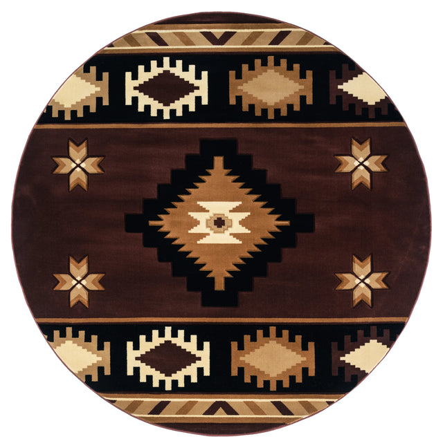 United Weavers Bristol Caliente Brown Rug - round front view