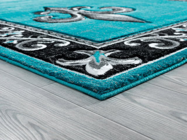 United Weavers Bristol Lilium Turquoise Rug - angle view
