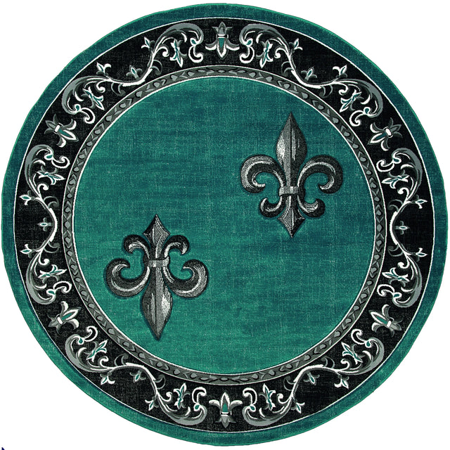 United Weavers Bristol Lilium Turquoise Rug - round front view