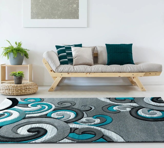 United Weavers Bristol Rhiannon Turquoise Rug - room scene